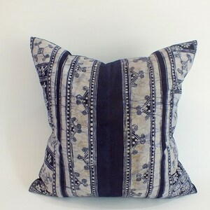 Sofa chair Cushion Vintage Farmhouse hemp and cotton Indigo Hand Print Pillow Case Tribal ethnic Batik design cushion-cover pillowslip