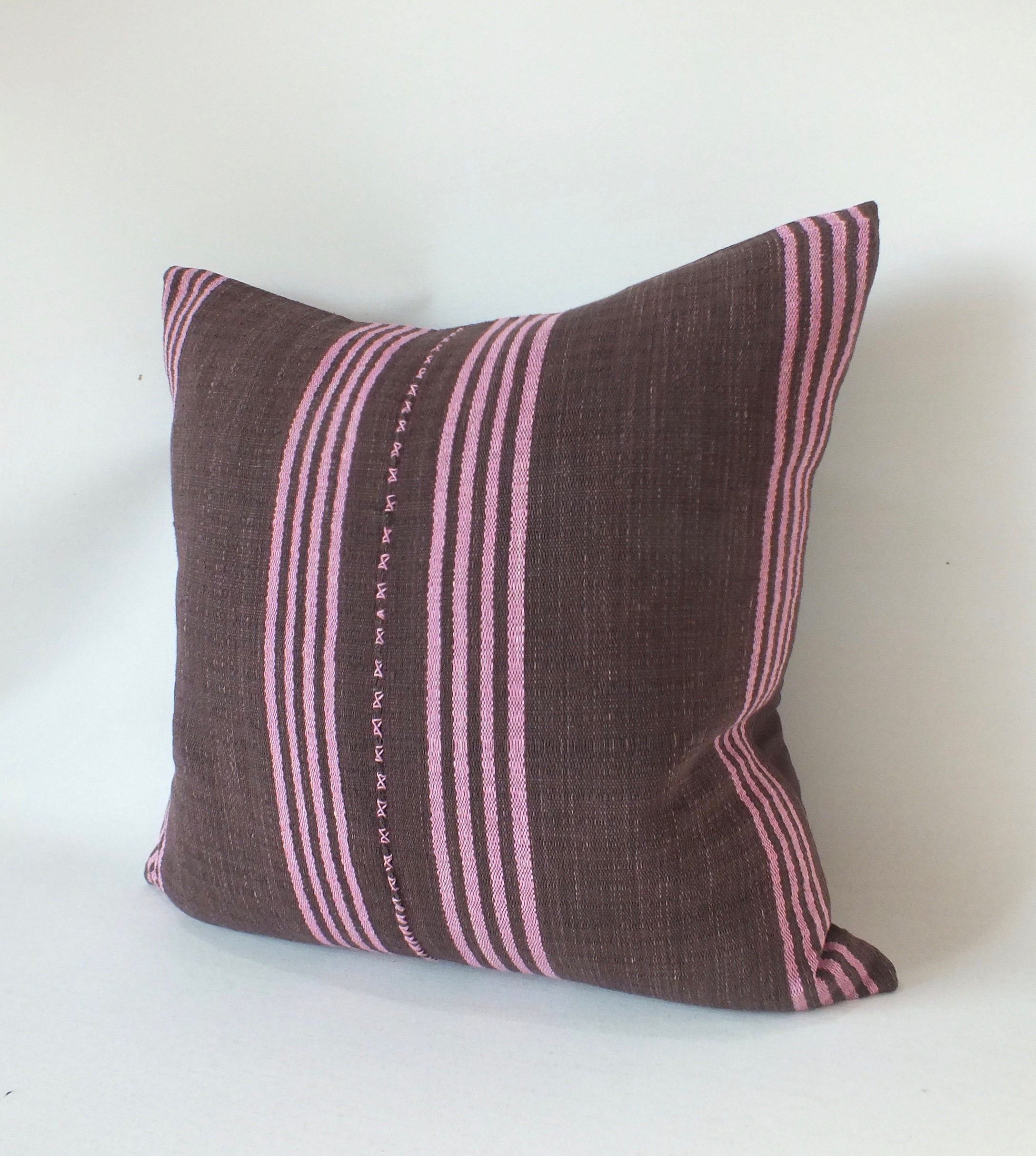 Braunes und rosa Sofakissen Handgewebt dekorativ Boho Bestickt | Etsy