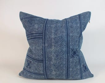 Living room cushions Batik Hmong Pillowcase  Navy Blue Indigo Ethnic decorative Cushions