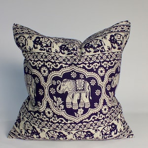 Dark Blue Elephant Pillow case throw Cushions decorative Pillows Sofa Cushions  ethnic Hmong pillowslip living room Bedroom cushions