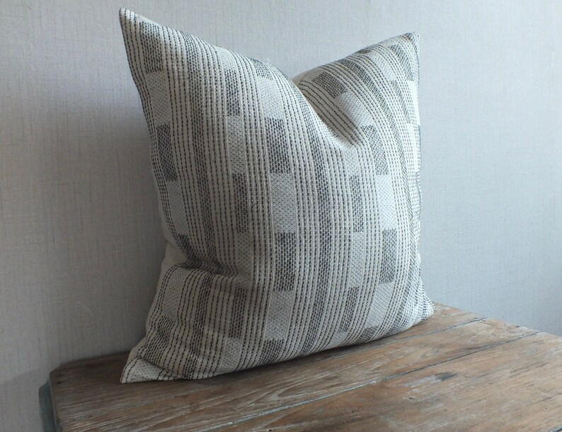 Sofa Chair Sashiko Pillows Grey White Stripes Ethnic Cushions Etsy