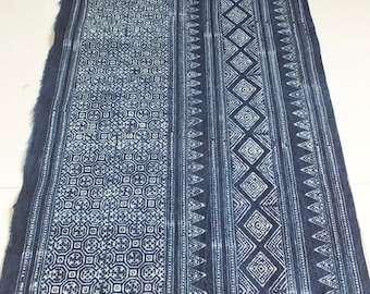 Tessuto Hmong blu Batik Tessuti Cotone indaco stampato a mano Tessuto tribale Tessuti etnici Runner da tavola Runner da matrimonio Arredamento per la casa