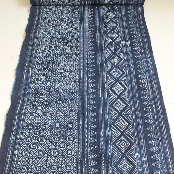 Hmong Blue Batik Fabric indigo textiles cotton Tribal Ethnic Hmong Hand-printed Table runner wedding table runners mud-cloth