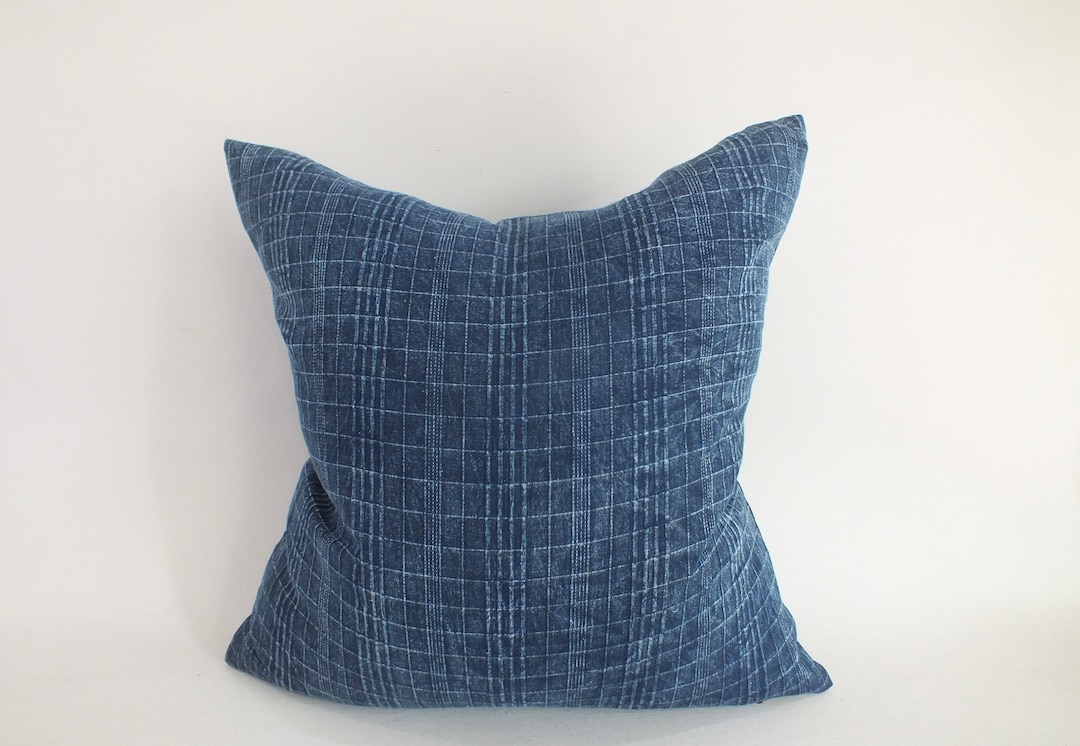 Indigo Batik Light Blue Hmong Pillow Cover Cushion Ethnic Textile Throw