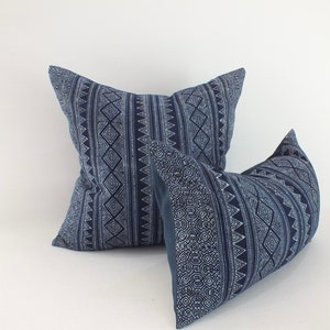Indigo Batik Blue Hmong Pillow Cover cushion ethnic textile Throw pillows Decorative Lumbar Pillows Sofa Living room Home decor couch Accent