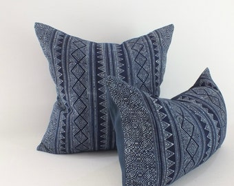 Indigo Batik Blue Hmong Pillowcase  Throw pillows Decorative Lumbar  Sofa Living room Home decor