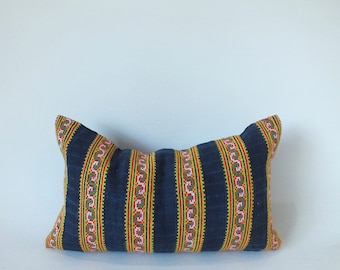 Hmong Cushion Vintage  cross stitch fabric Ethnic Textile Decorative Cushion cover Lumbar Pillow Throw pillows Hmong textiles and Fabrics