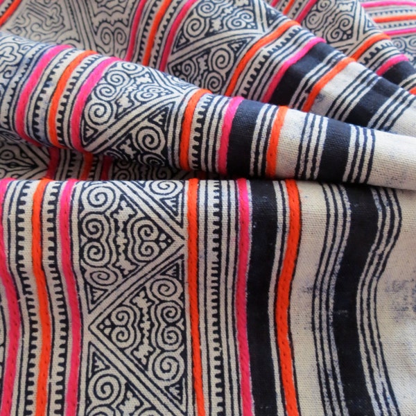 Handwoven Hmong cotton, Vintage fabric, Batki  textiles and fabrics- Table runner,
