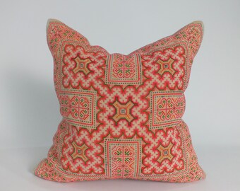 Vintage fabric Sofa Cushion  Floor Pillow  Recycled Hmong Fabric  Decorative Cushions throw pillows  bean Bag  pillowslip pillowcase