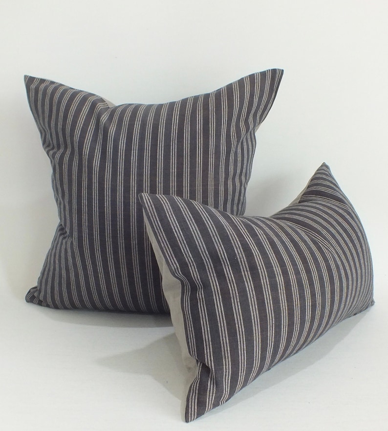 Brown Blue Tint Stripped Sofa Pillow Cushion Cover Ethnic Etsy