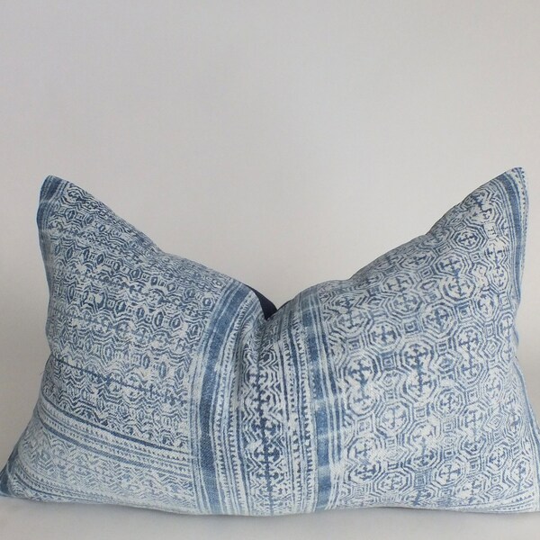 Indaco Batik Blu sbiadito Hmong Federa cuscino tessuto etnico Cuscini decorativi Divano lombare Cuscino camera Home Decorazioni per la casa