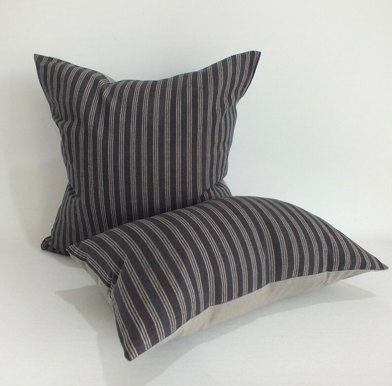 Brown Blue Tint Stripped Sofa Pillow Cushion Cover Ethnic Etsy