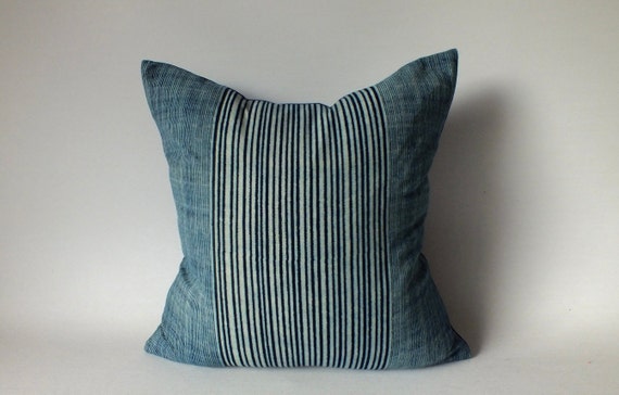 Beige And Central Blue Stripes Square Accent Pillow Cover Beige And Central Blue Stripes Square Accent Pillow Cover
