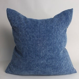Indigo Batik light Blue Hmong Pillow Cover cushion ethnic textile Throw pillows Decorative Lumbar  Sofa Living room Home decor couch Accent