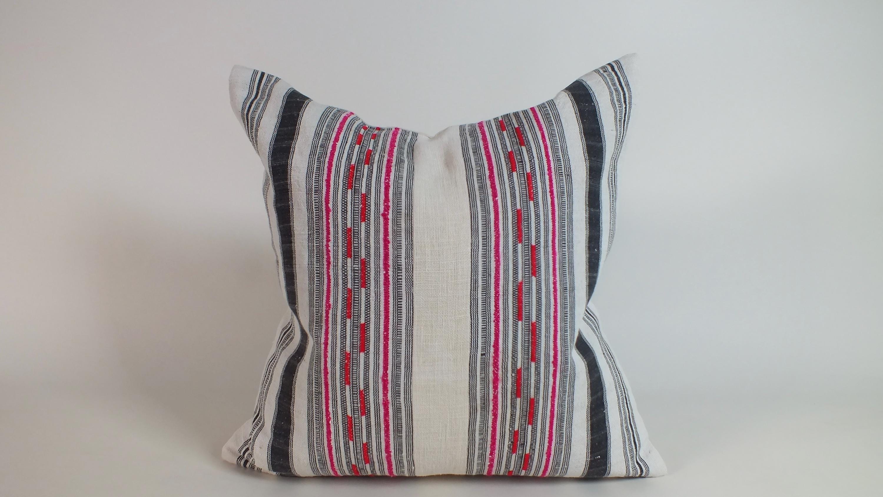 Hemp cushion Hmong Pillow Vintage Textile Tribal bedroom-Pillows Home Decor living room sofa couch throw cushions pillowslip