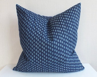 Blue White Indigo Dot Block Print Mudcloth Hmong Pillow Case Hmong throw cushions ethnic Fabrics Handmade cushions