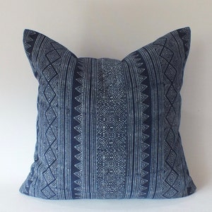 Indigo Batik Blue Hmong Pillow Cover cushion ethnic textile Throw pillows Decorative Lumbar Pillows Sofa Living room Home decor couch Accent