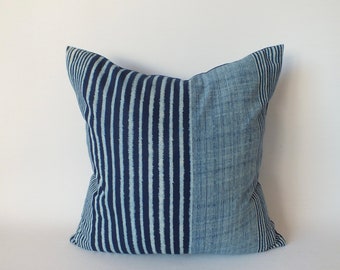 Indigo Batik Blue Hmong Pillow Cover  ethnic textile Throw pillows Decorative Sofa Cushions  Pillowcase  Living room Home decor pillowslip