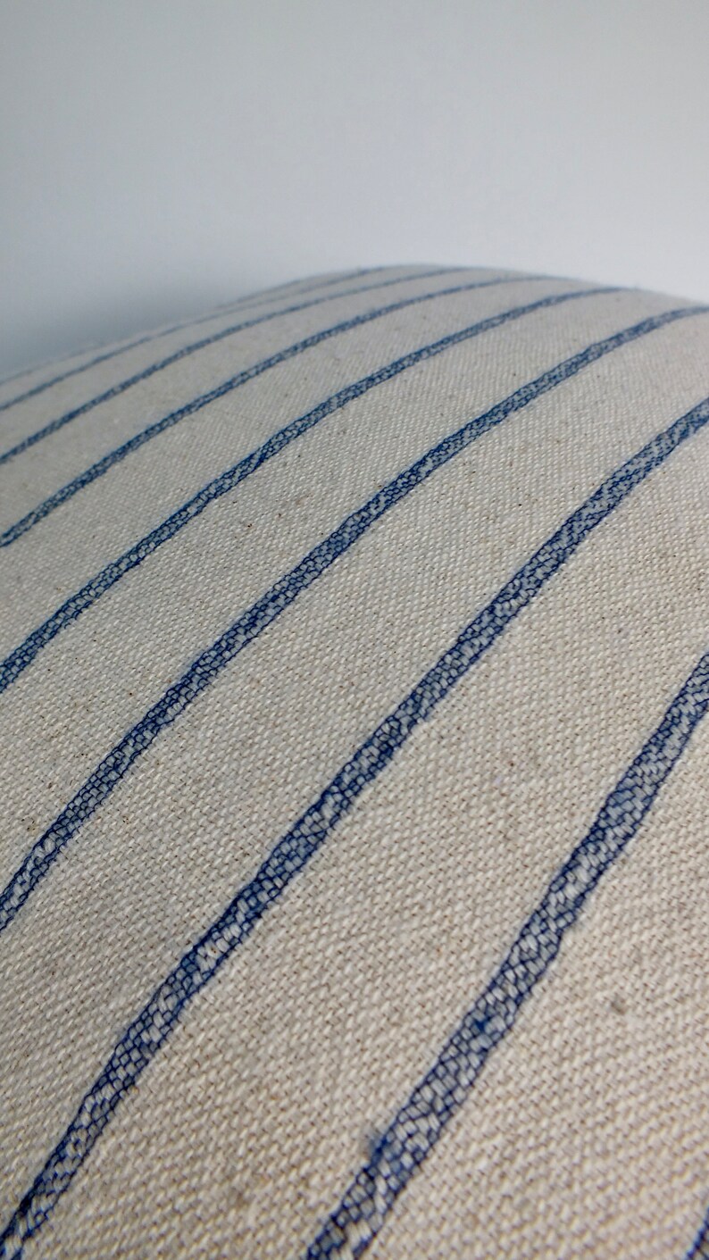 Cream Blue Grey Striped Sofa Cushion Cover Hmong Textiles Throw Pillows