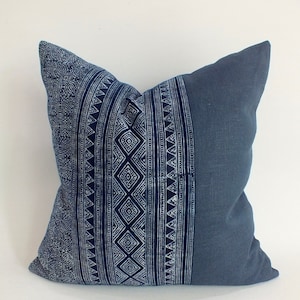 Blue Sofa Pillow case  Ethnic Cushions cover Indigo Navy Blue decorative Batik Throw Accent Pillow Living room couch Home decor pillowslip