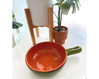 Cacerola de terracota De Silva Italy – Cacerola con mango esmaltado en verde – Utensilios de cocina rústicos