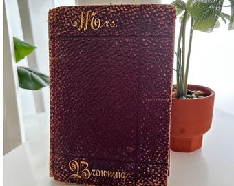 Mrs. Browning Poetical Works Antique Maroon Cloth Hardcover Vintage Buch 1855