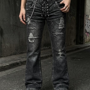 Y2k Lace up Jeans - Etsy