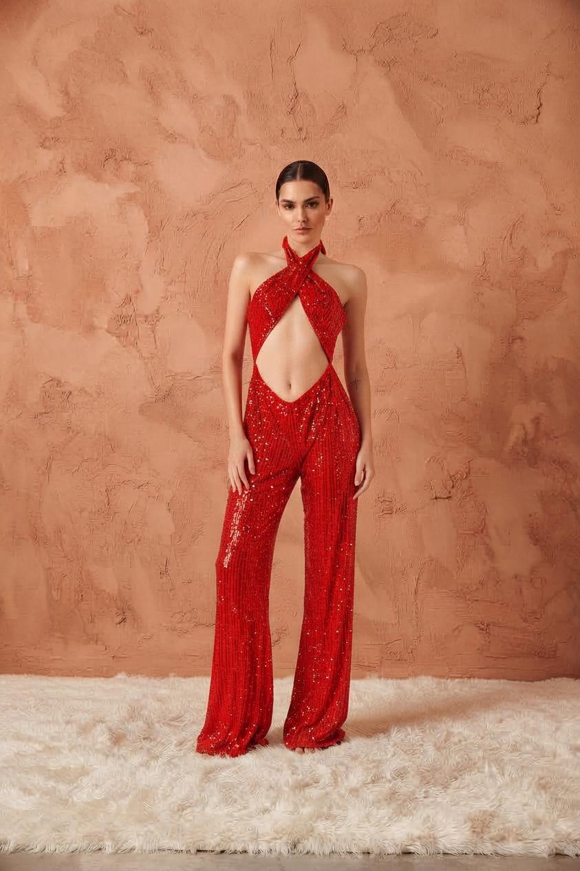 Red Sparkly Romper - Etsy