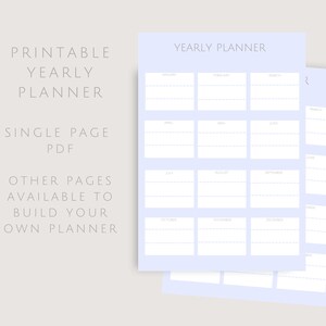Printable yearly Planner | One page simple planner | build your own planner | Single page Digital planner | Best printable planner |