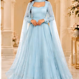 long sleeve flowy dress Fairytale Dream Sheer Sleeve Maxi Dress White