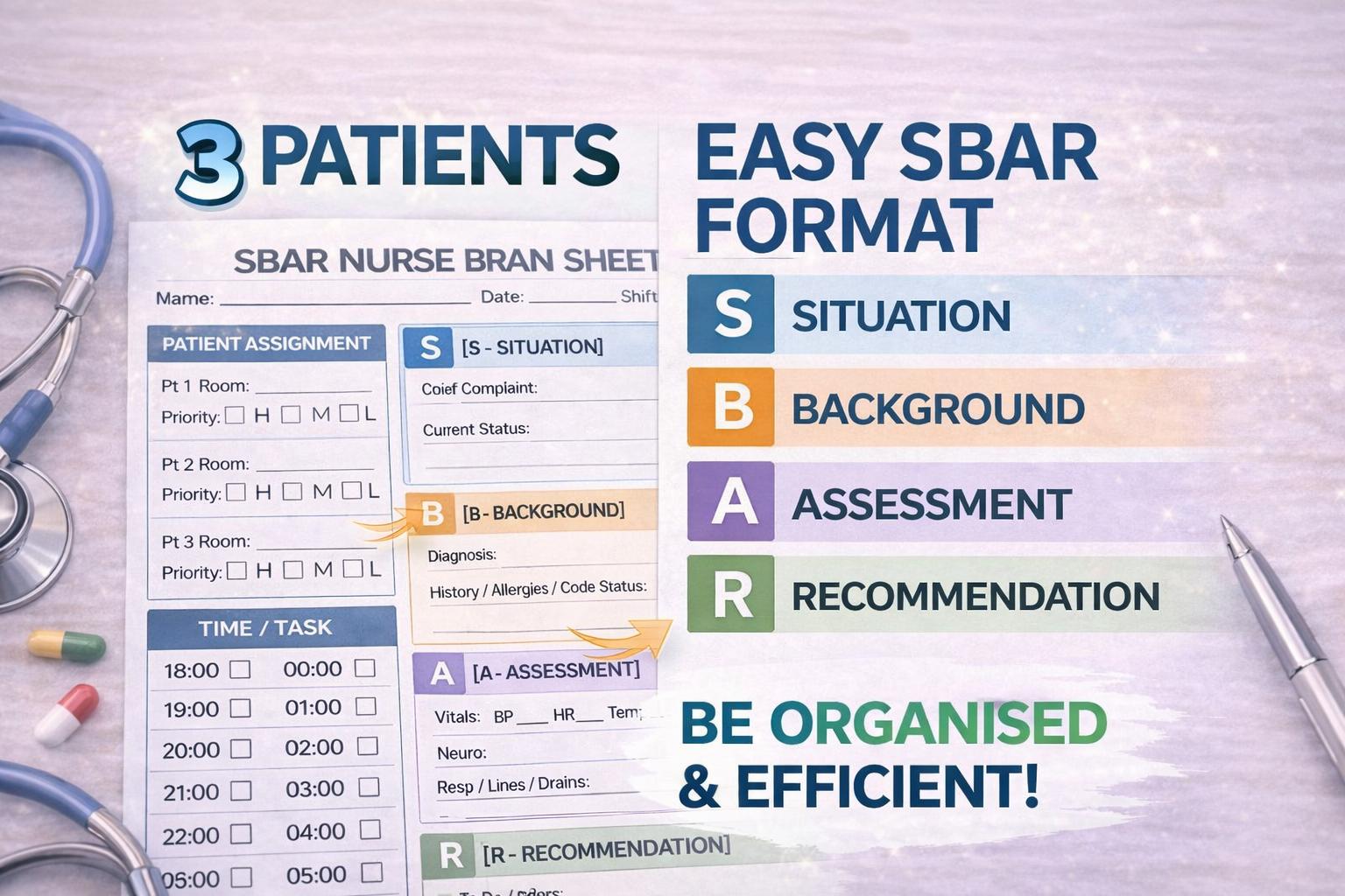 Icu Sbar Example SBAR Nurse Report Template for Shift Handoff, ICU ER Nursing Brain ...