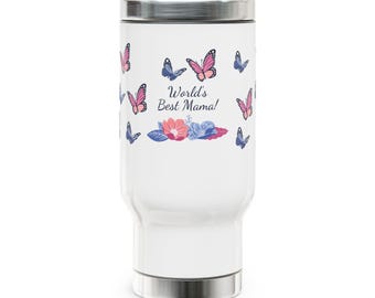 World's Best Mama butterfly floral travel mug | Stainless Steel 14oz