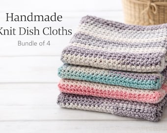 Handstickade disktrasor, set om 4 | Bomullsdisktrasor | Återanvändbara köksdukar | Miljövänlig rengöring | Inflyttningspresent