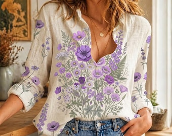 Anemone Flower Shirt, Floral Blouse for Women, Botanical Spring Tee, Wildflower Graphic Top, Cottagecore Floral Gift, Nature Lover Shirt