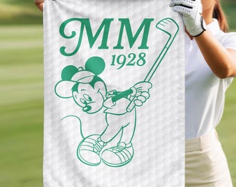Disney Mickey Mouse Golf Towel, MM 1928 Golfer Towel, Disney Golf Beach Towel Gift