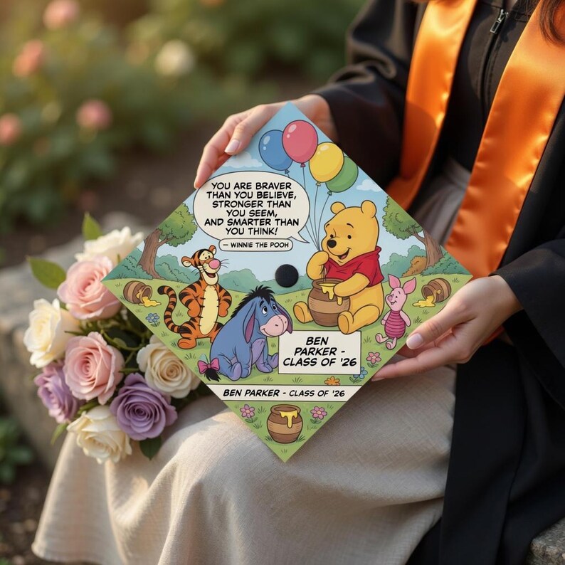 Tigger Graduation Winnie the Pooh Graduation Cap Topper Disney 2026, Pooh Tigger Eeyore ...