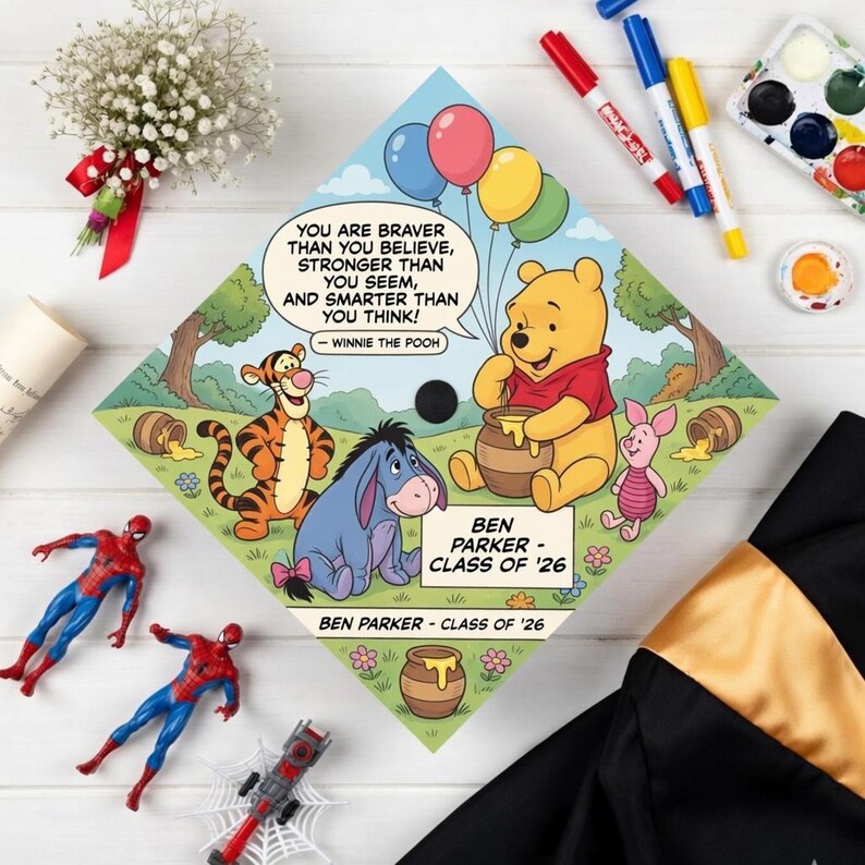 Tigger Graduation Winnie the Pooh Graduation Cap Topper Disney 2026, Pooh Tigger Eeyore ...