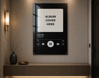 Custom Music Glass Wall Art, Personalized Song Plaque, Album Cover Glass Print, Personalized Playlist Wall Art, Unique Music Lover Gift