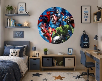 Superhero Kids Glass Wall Art, Avengers Style Decor, Boys Room Nursery ArtUV Printed Art