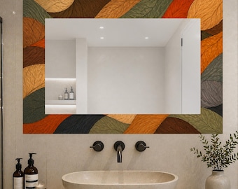 Horizontal Decorative Mirror UV Printed Glass Wall Art Abstract Modern Rectangle Mirror, UV PrintUV Printed Art