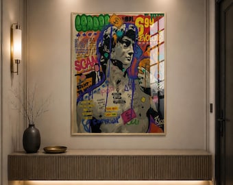 Pop Art Glass Wall Art, Colorful Graffiti Wall Decor, Modern Street Art Acrylic Print, Urban Pop Culture Artwork