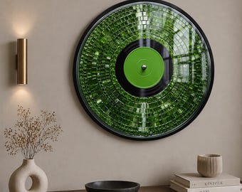 Vinyl Record Glass Wall Art, Music Lover Wall Decor, Retro Record Wall Art, DJ Studio Decor, Modern Music Room Art, UV Printed Art