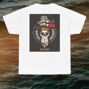 Marine Engineer Skull Octopus T-Shirt | Nautical Ship Helmet Graphic Tee