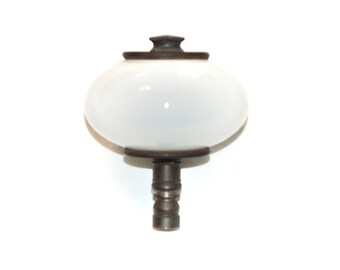 Milk Glass Ovoid Finial with Brass Accents Vintage