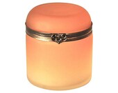 Antique Trinket Box or Jewelry Casket or Humidor Brass and Amber Glass 1880s English