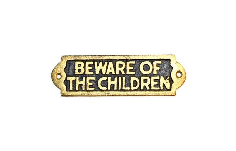 Cast Iron Children Plaque Sign Wall