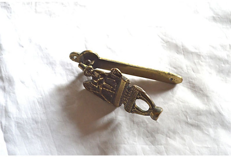 British Solid Brass from Wales Spinning Lady Vintage Door Knocker