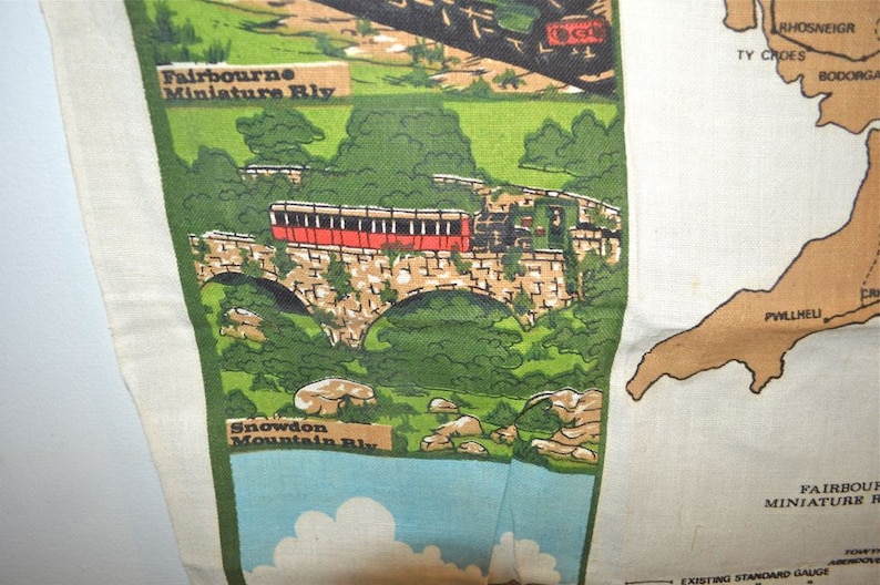 Locomotives Trains of Wales Linen Towel Ireland Vintage