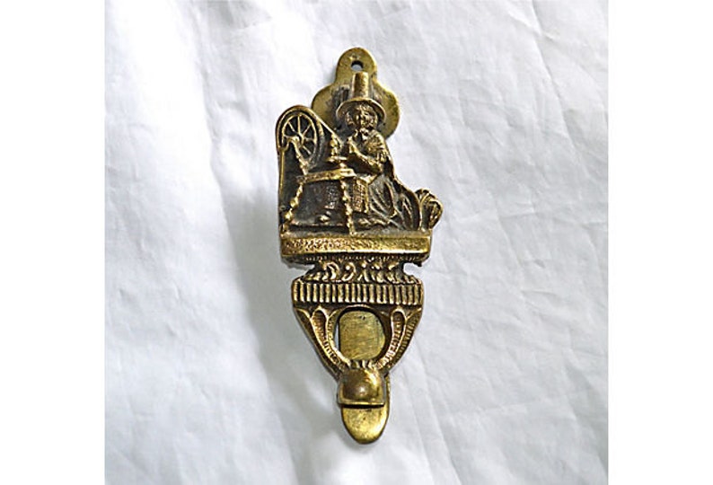 British Solid Brass from Wales Spinning Lady Vintage Door Knocker
