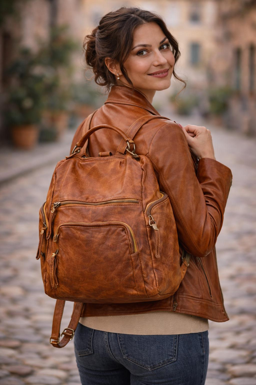 Vintage Italian Leather Backpack Purse - Etsy display picture 1